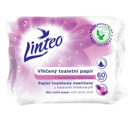 Vlhčený toaletný papier LINTEO s kyselinou mliečnou 60ks