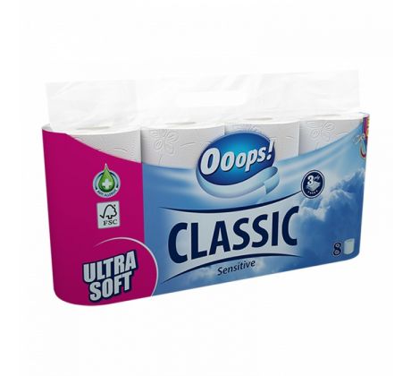 Toaletný papier 3-vrstvový OOOPS! Classic Sensitive 8ks