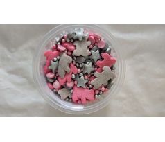 Cukrová posýpka baby girl ružovostrieborný mix 15g