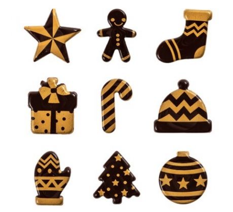 Čokoládová dekorácia Vianoce mix 3cm 27ks