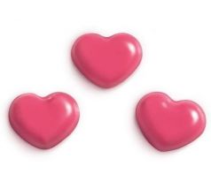 Čokoládová dekorácia Ružové srdiečka 18x14 mm balenie 40ks (40g)